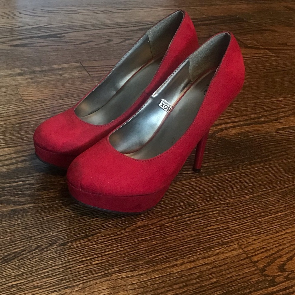 Red platform heels